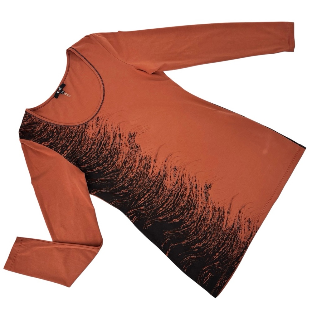 Yest Burnt Orange and Black Long Sleeve A-Line Tunic Top, 8
